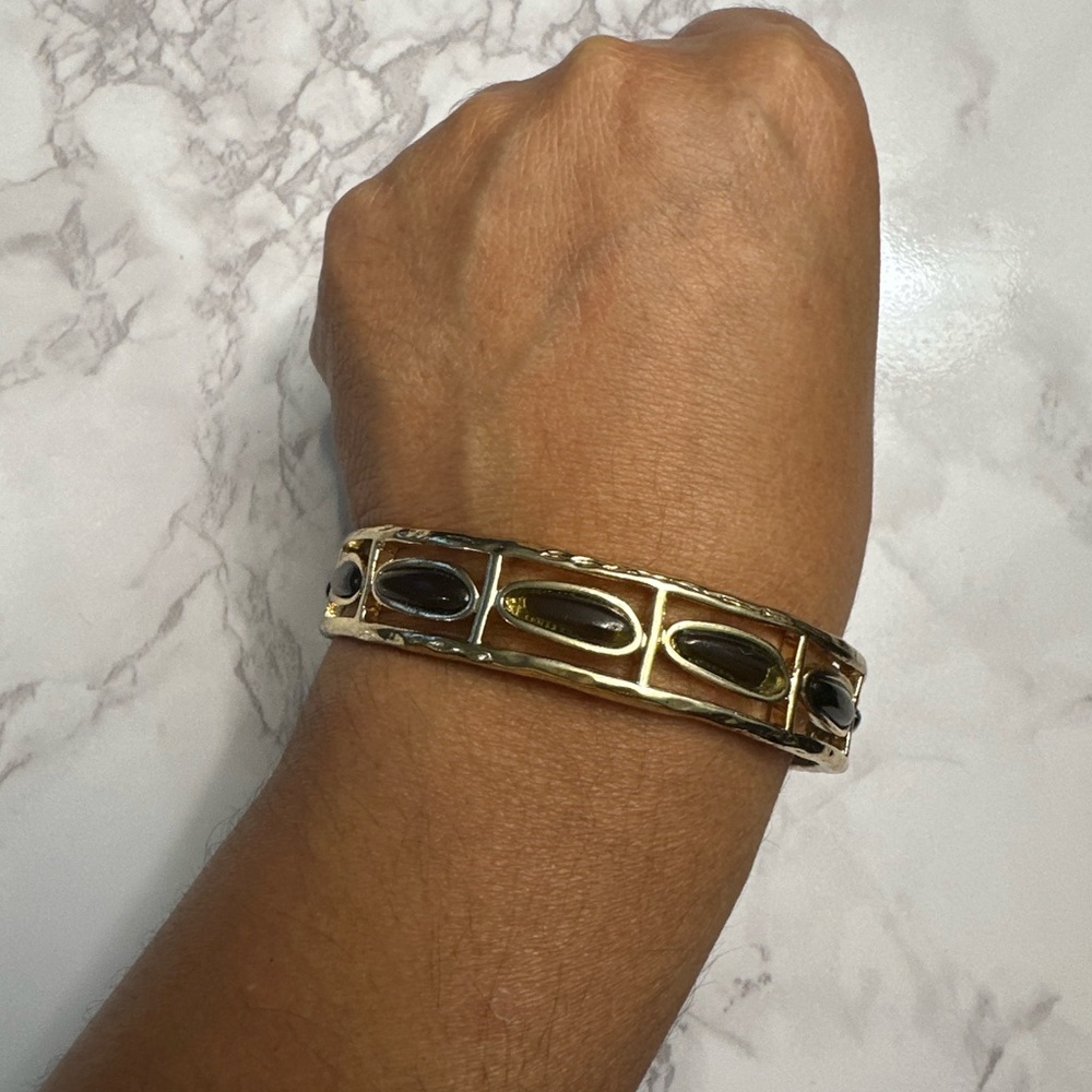 Rose Pierre Gold and Green Bangle Bracelet